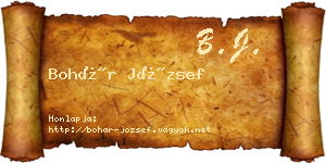 Bohár József névjegykártya